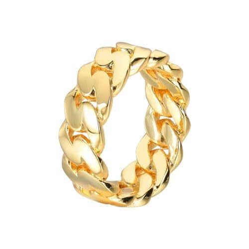 18K Gold 8mm Chain Ring for Men-1