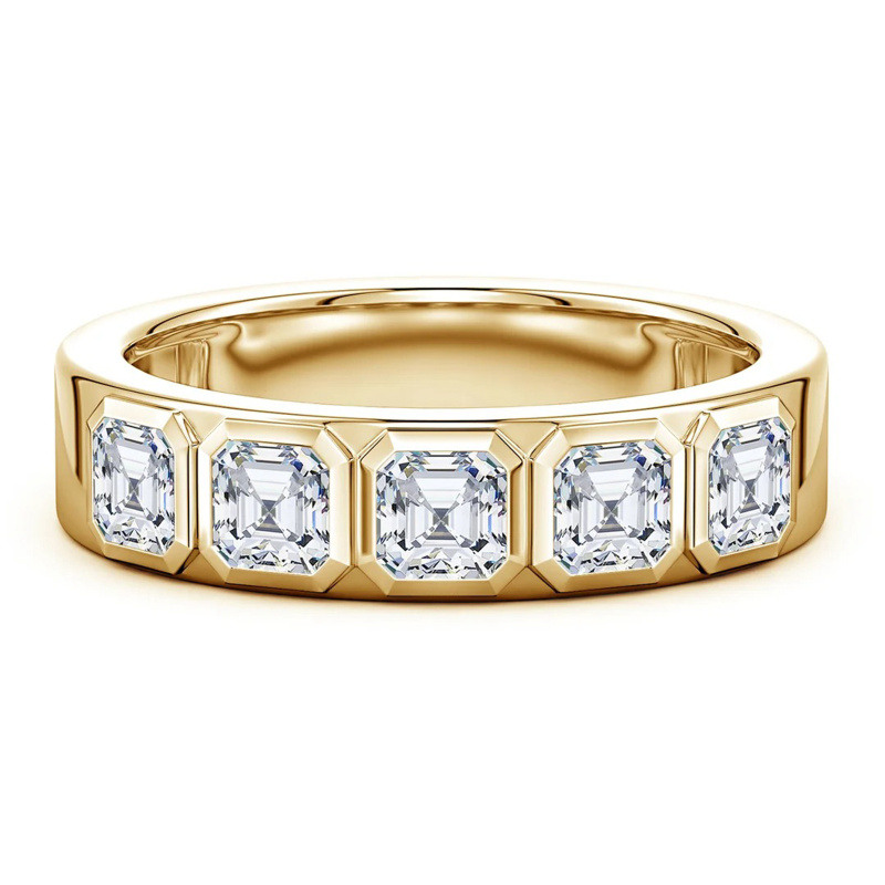 14K-Gold-Hochzeitsring mit Asscher-Schliff und laborgezüchtetem Diamant für Herren-4