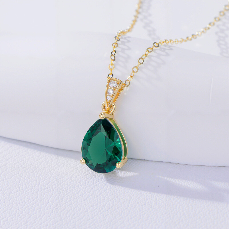 Collier pendentif en forme de goutte avec pierre de naissance en or 14K-2