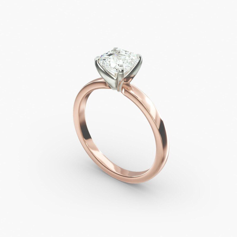 14 Karat Gold Kontur Solitär-Verlobungsring mit Labordiamanten-4