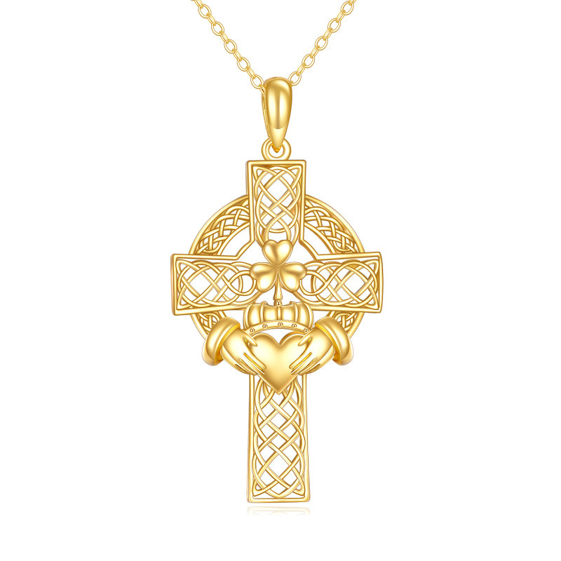 Collier pendentif croix en or 14 carats-1