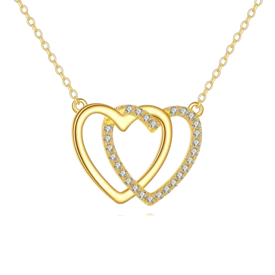 Gold Vermeil Plated Cubic Zirconia Heart Pendant Necklace for Women