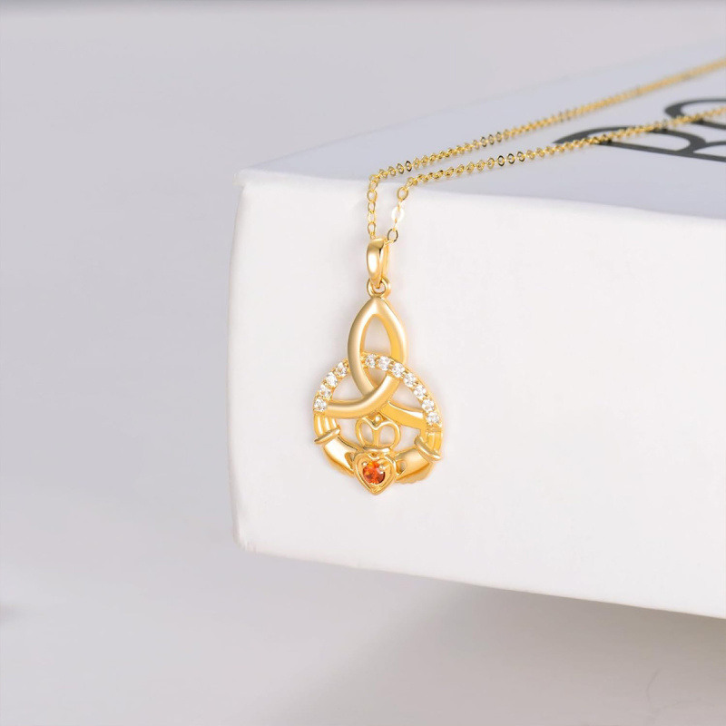 14 Karat Gold Zirkonia Personalisierte Geburtsstein Mutter Keltischer Knoten Halskette für Frauen-3