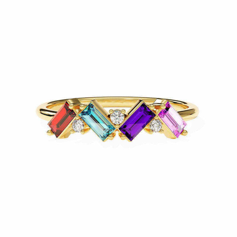 Quadratischer Ring aus 14-karätigem Gold mit Zirkonia-1