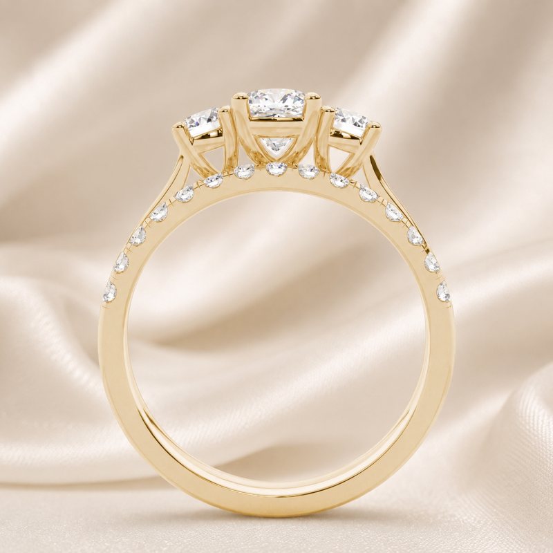 Ensemble de mariage en argent sterling plaqué or jaune avec diamants de laboratoire taille coussin-3
