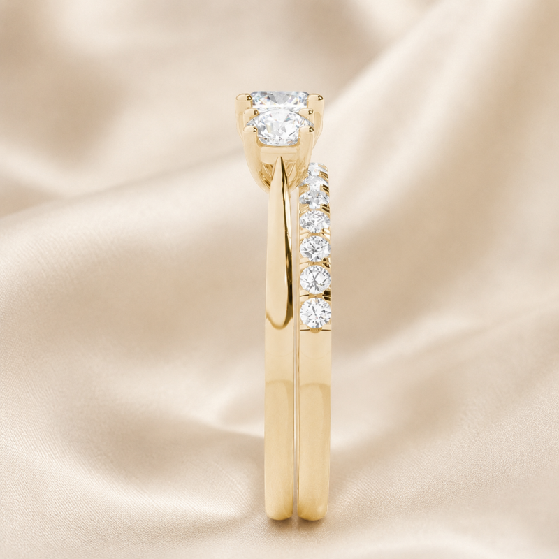 Ensemble de mariage en argent sterling plaqué or jaune avec diamants de laboratoire taille coussin-4