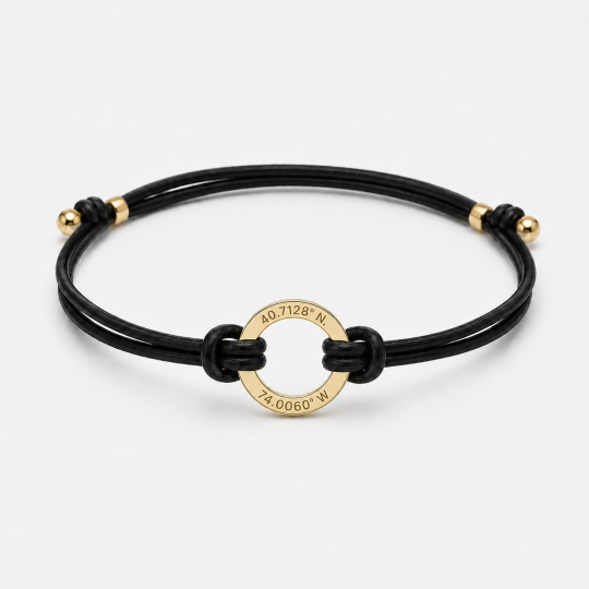 14K Gold Engravable Coordinate Axes Charm Bracelet