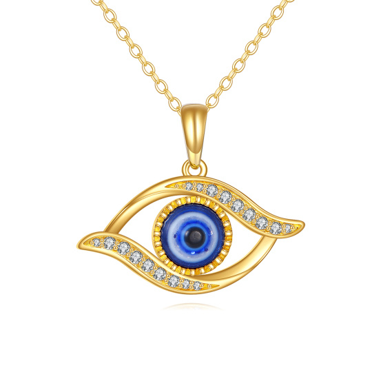 14K Gold Evil Eye Pendant Necklace