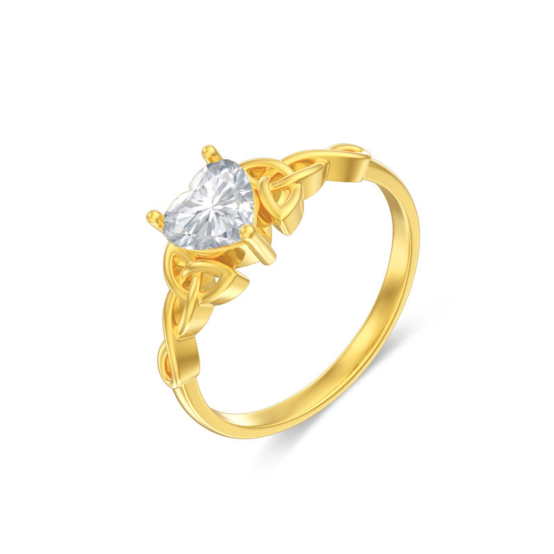 10K Gold 1 to 6 CT Heart Cut Moissanite Celtic Knot & Heart Solitaire Engagement Ring for Women-5