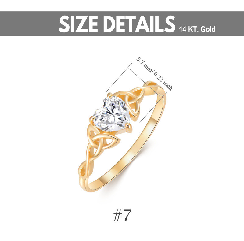 10K Gold 1 to 6 CT Heart Cut Moissanite Celtic Knot & Heart Solitaire Engagement Ring for Women-7