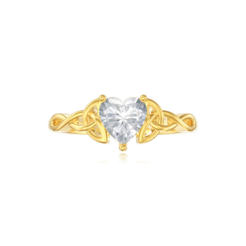 Anillo de compromiso para mujer de oro de 14 quilates con diseño de nudo celta en forma de corazón, corazón y símbolo del infinito-18