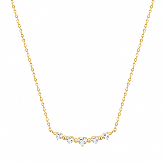 Collares de oro de 14 quilates con diamantes cultivados en laboratorio en forma de carita sonriente con forma de corazón.