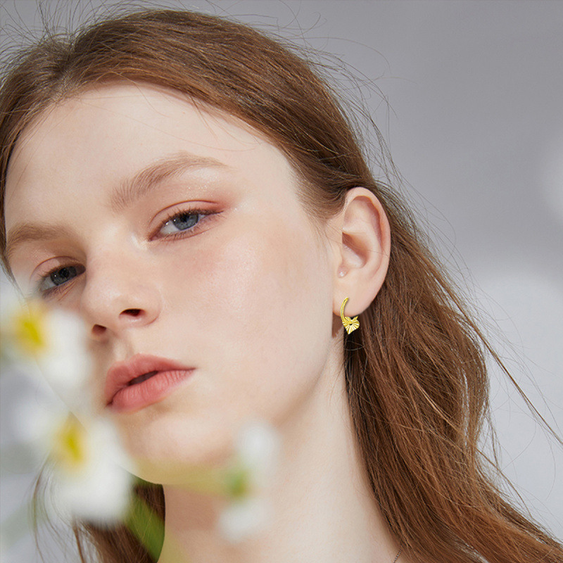 Boucles d'oreilles créoles en or 18 carats en forme de cœur-2