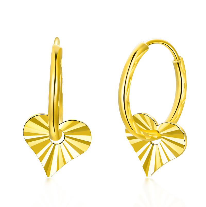 Boucles d'oreilles créoles en or 18 carats en forme de cœur-1