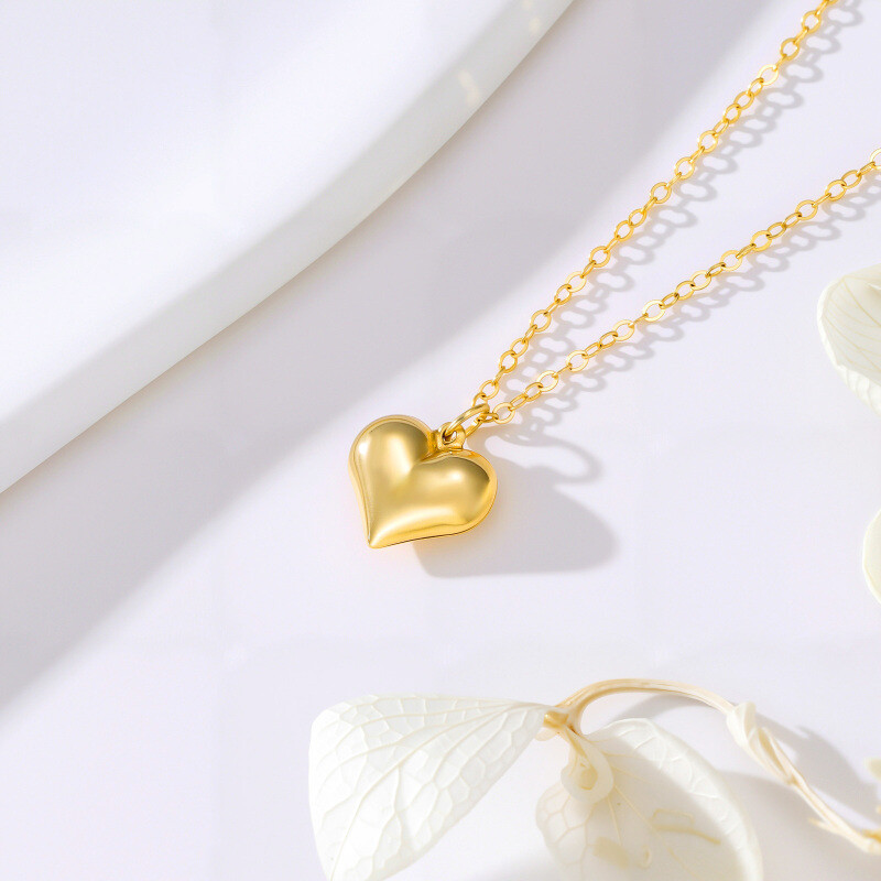 14K Gold Heart Pendant Necklace-3