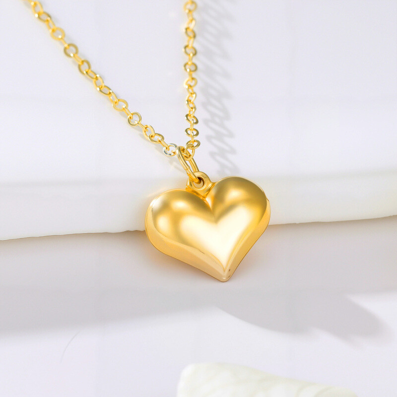 14K Gold Heart Pendant Necklace-4