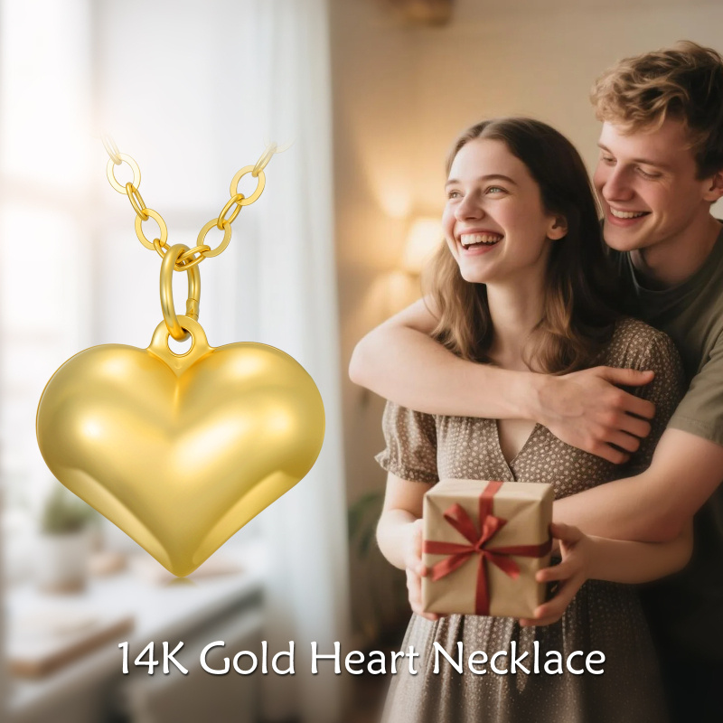 14K Gold Heart Pendant Necklace-6