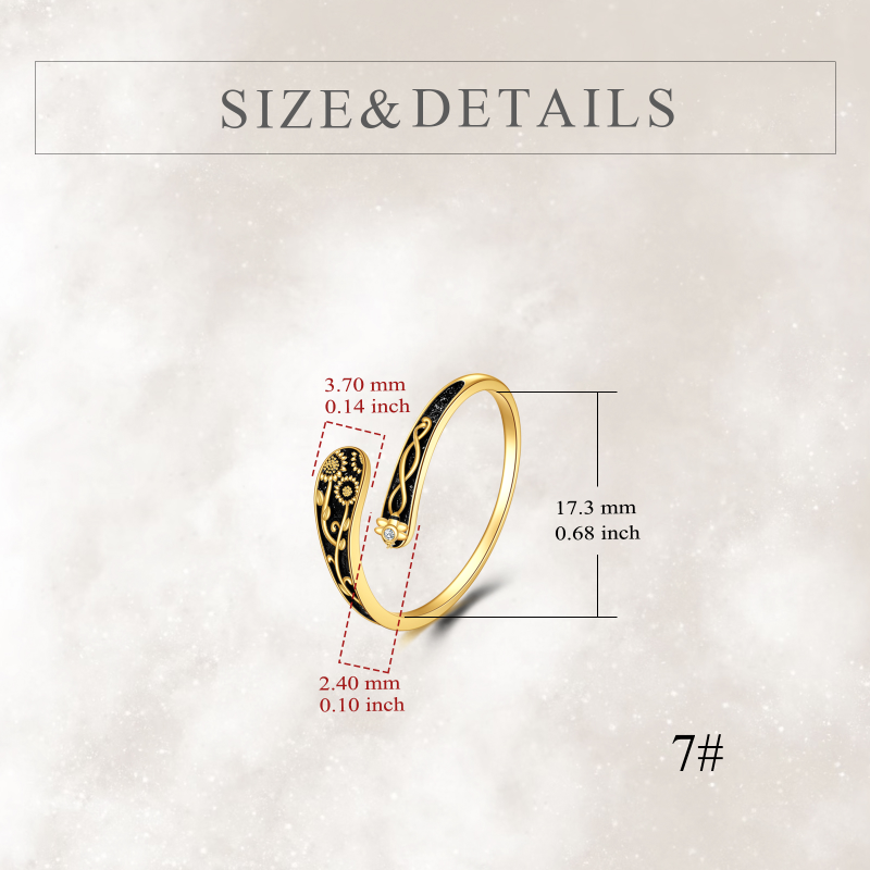 18K Gold Lab-Grown Diamond Bee & Sunflower Custom Open Ring for Women-5