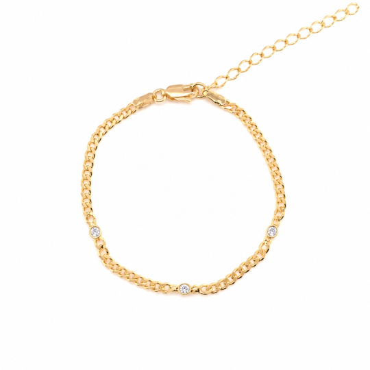 10K gouden Cubaanse schakelarmband met laboratoriumdiamanten, verkrijgbaar in lengtes van 6 tot 9 inch.