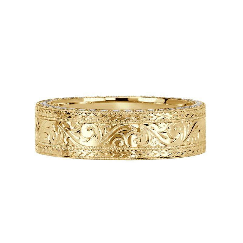 Banda para hombre personalizada de oro de 14 quilates con diamante cultivado en laboratorio-13