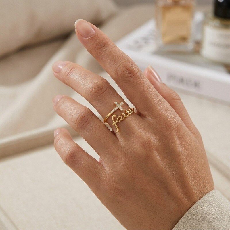 10K Gold Lab-Grown Diamond Custom Open Ring for Women-2