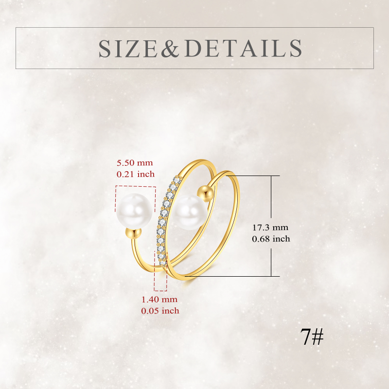 14K Gold Lab-Grown Diamond & Pearl Custom Gold Rings for Women-4
