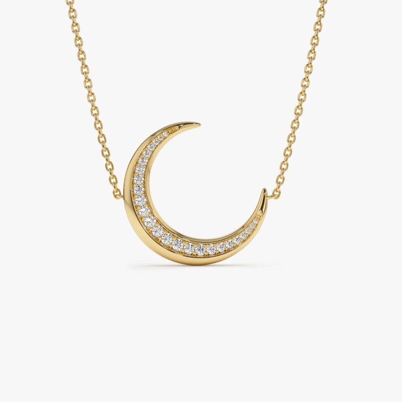 Collar con colgante de luna y diamantes de laboratorio en oro de 14 quilates-1