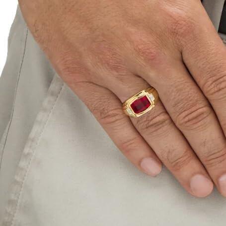 14K Gold Laboratory Diamonds & Ruby Custom Men's Band-3