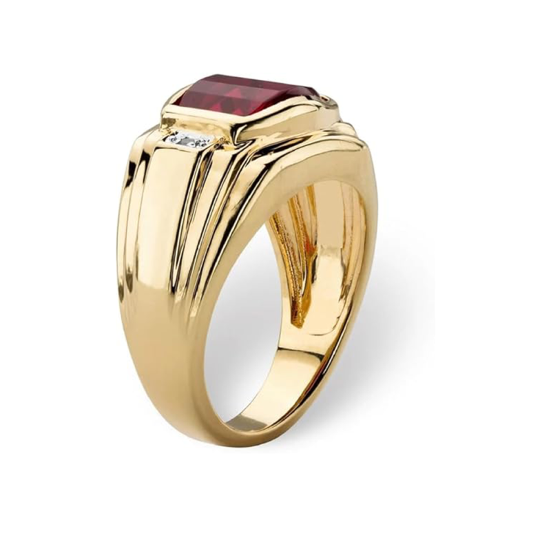 14K Gold Laboratory Diamonds & Ruby Custom Men's Band-4