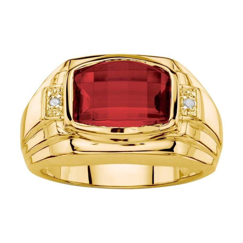 14K Gold Laboratory Diamonds & Ruby Custom Men's Band-8