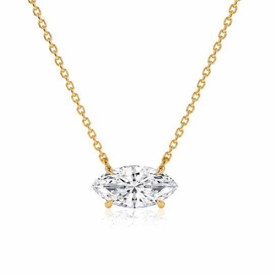 Collares de oro de 14 quilates con diamantes cultivados en laboratorio, talla marquesa.