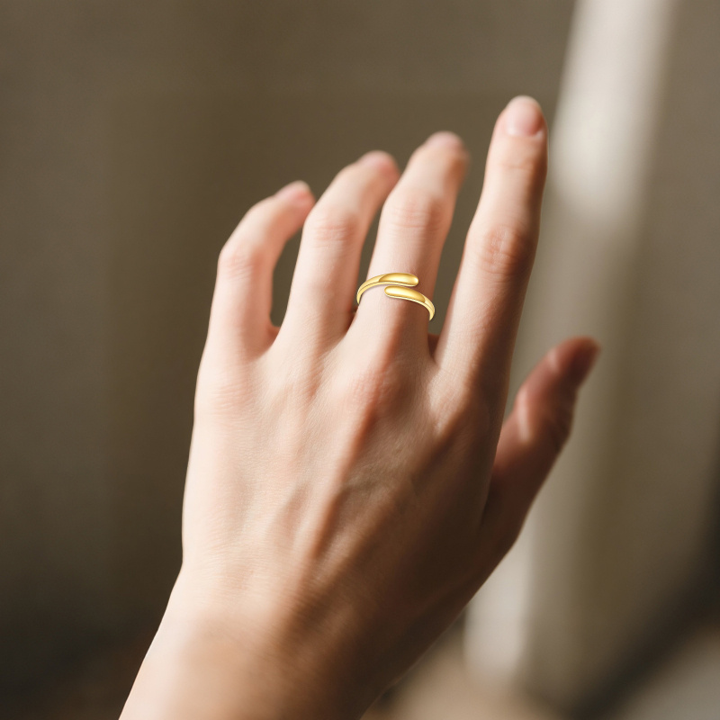 10K Gold Minimalist Open Ring-3