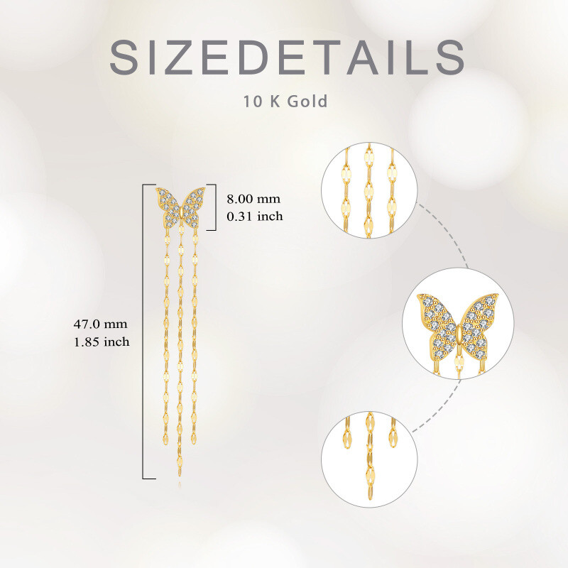 14K Gold Moissanite Butterfly Stud Earrings-5