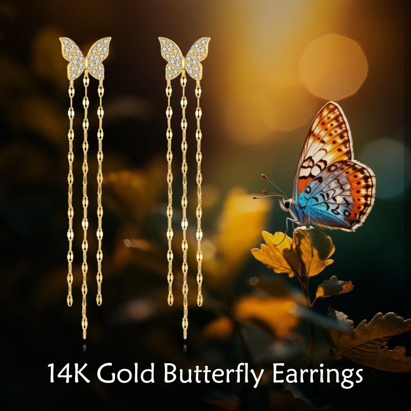 14K Gold Moissanite Butterfly Stud Earrings-6
