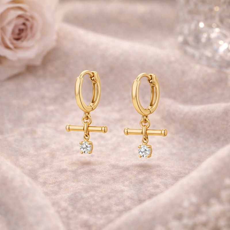 Aretes colgantes de moissanita en oro de 14 quilates-3