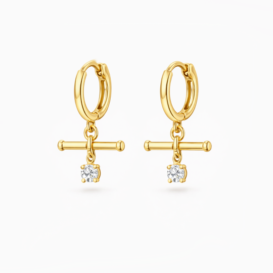 Boucles d'oreilles pendantes en or 14K avec moissanite