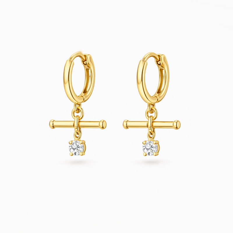 Aretes colgantes de moissanita en oro de 14 quilates-1