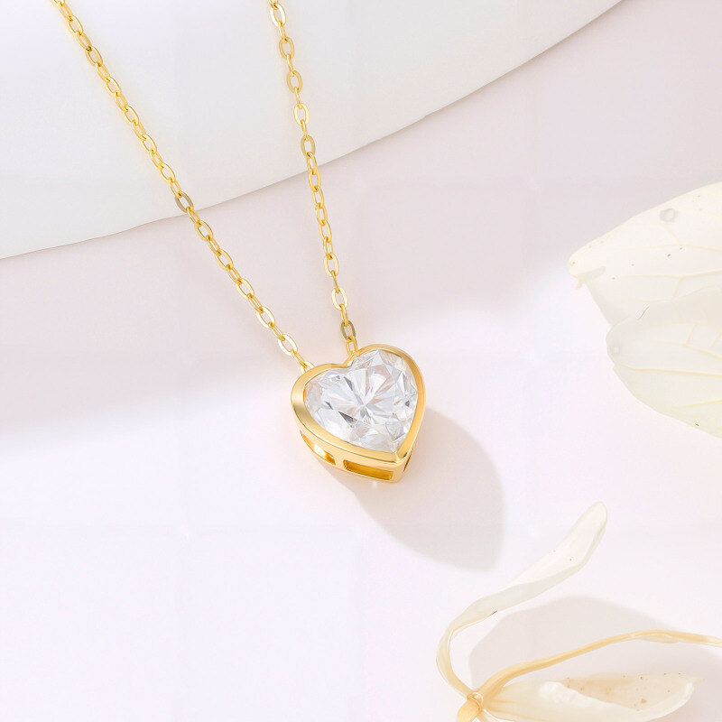 Collier à pendentif cœur en or 14K et moissanite-3