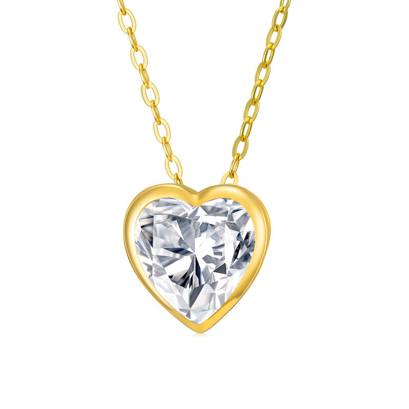 Collier à pendentif cœur en or 14K et moissanite-1
