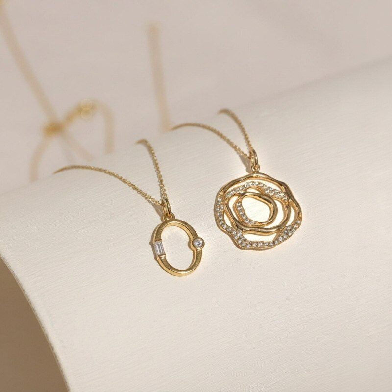 Colgantes con número de moissanita en oro de 14 quilates-3
