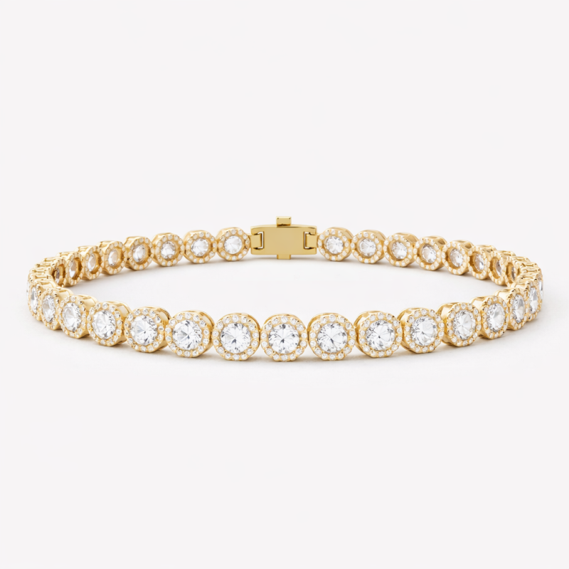 Pulsera de tenis de moissanita y oro de 14 quilates-1