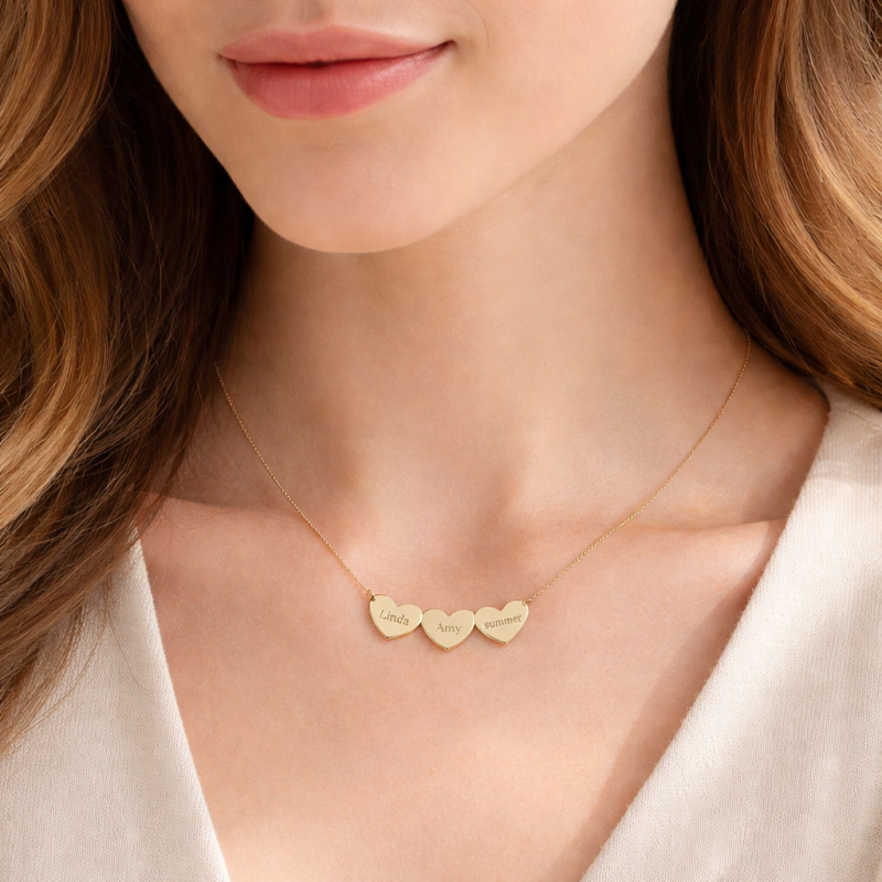 Collar de oro de 14 quilates con colgante para mamá, con los nombres de los hijos-2