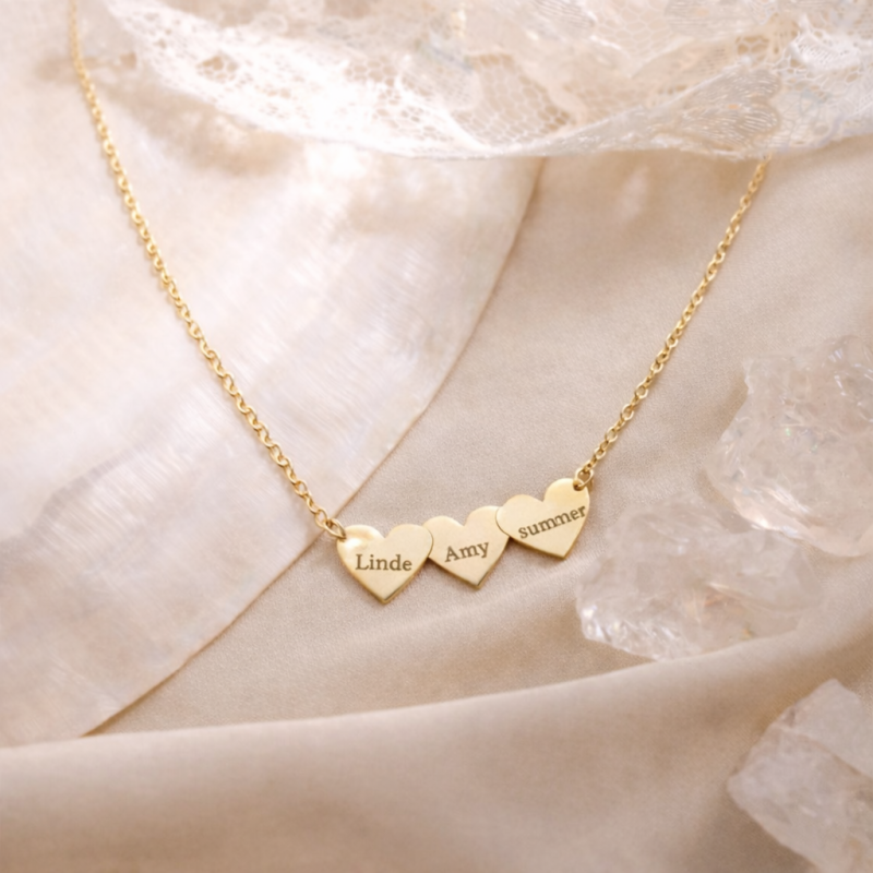 Collar de oro de 14 quilates con colgante para mamá, con los nombres de los hijos-3