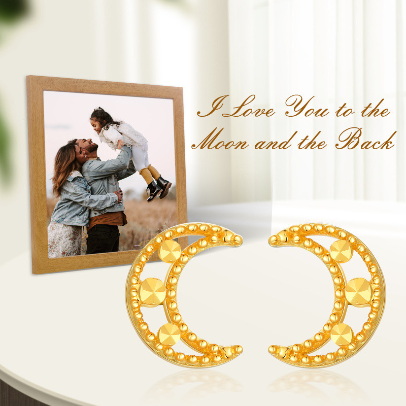 Boucles d'oreilles à tige en or 18 carats avec lune-5
