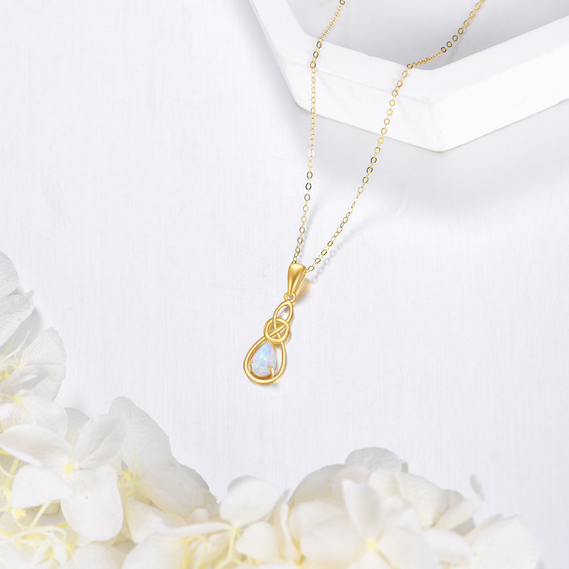 14K Gold Opal Celtic Knot Pendant Necklace-4