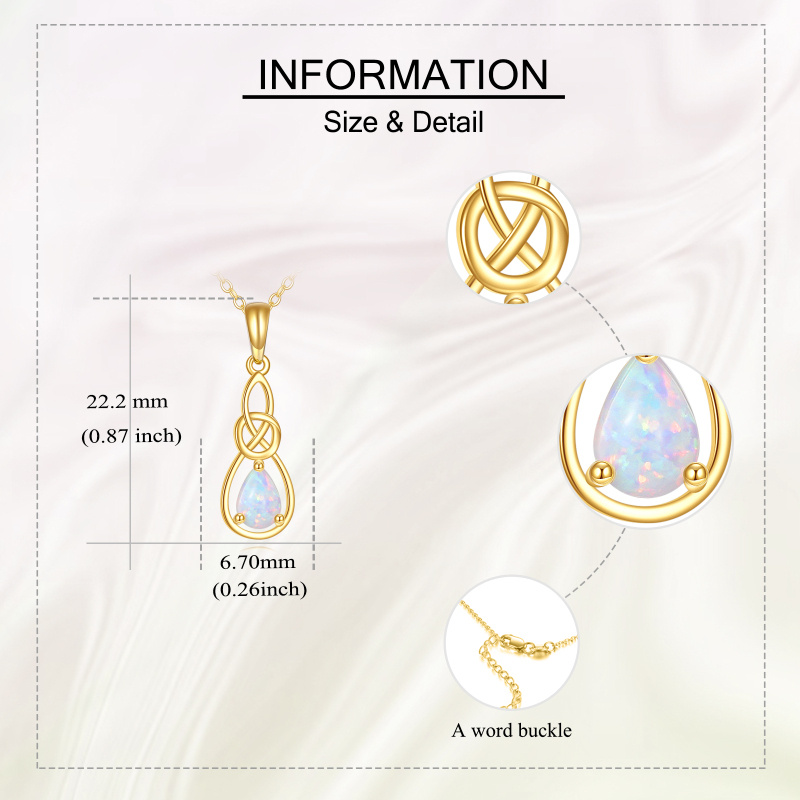 14K Gold Opal Celtic Knot Pendant Necklace-5