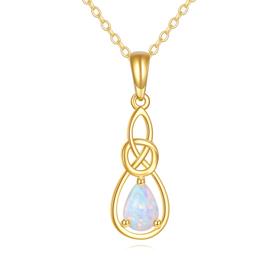 14K gouden opaal Keltische knoop hanger ketting