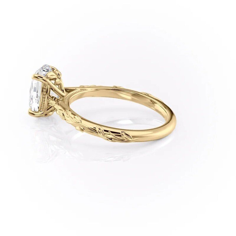 Bague de fiançailles solitaire personnalisée en or 10 carats avec diamant ovale de laboratoire, inspirée par la nature-4