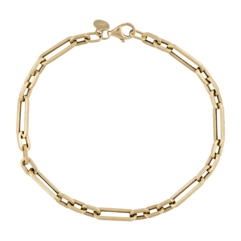 Pulsera de cadena de clip de papel de oro de 14 quilates-1