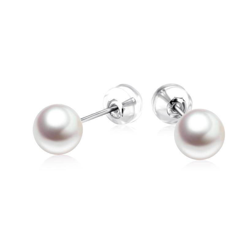 10K Gold Pearl Jellyfish Stud Earrings-17